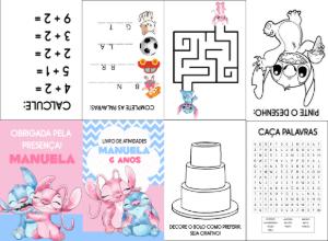 Lembrancinha Livro de Atividades Stitch e Angel para Editar