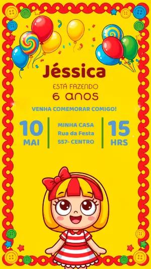 Convite de Aniversário Sítio do Pica Pau Emília para Editar