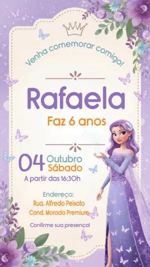 Convite Aniversário Princesa Lilás e Borboletas para Editar