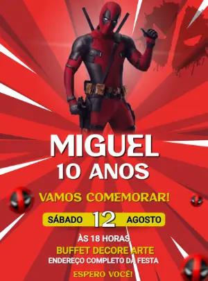 Convite de Aniversário Deadpool para Editar Online