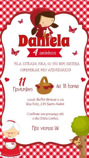 Convite de Aniversário Chapeuzinho Vermelho Editável