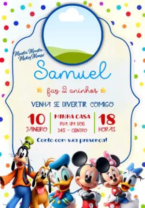 Convite de Aniversário Turma do Mickey Colorido para Editar