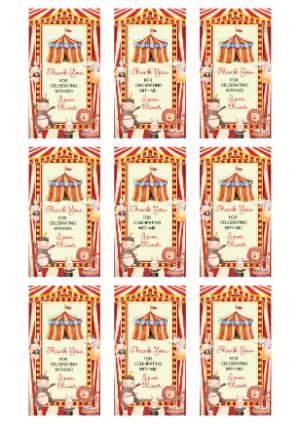 Editable Circus Thank You Tag Template - Cute Carnival Party Favor