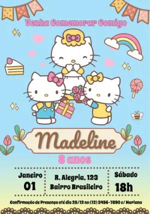 Convite de Aniversário Hello Kitty Editável Online