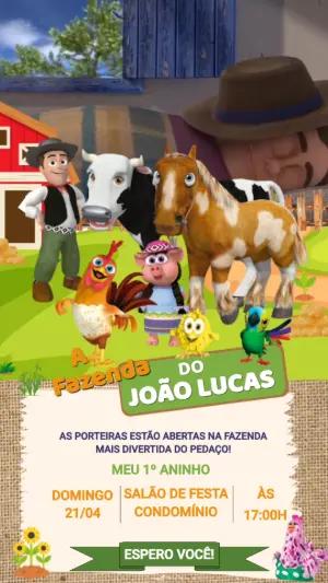 Convite Animado Aniversário Fazendinha do Zenon para Editar