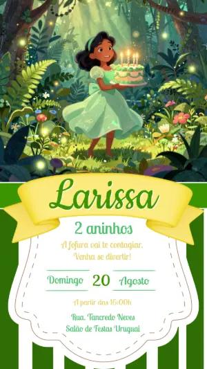 Convite de Aniversário Floresta Mágica Menina Modelo Editável