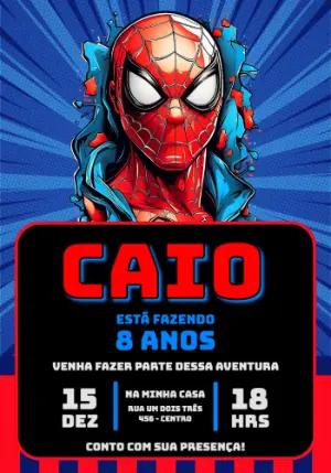 Convite de Aniversário Homem-Aranha Estilo Comic para Editar