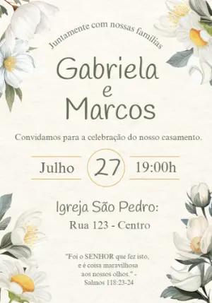 Convite de Casamento Floral com Margaridas para Editar Online