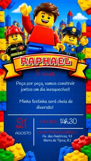 Convite de Aniversário Uma Aventura LEGO Editável