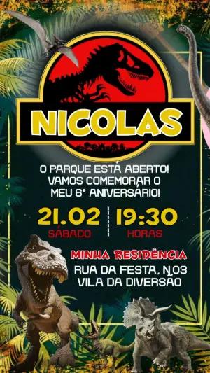 Convite de Aniversário Dinossauro Jurassic Park para Editar