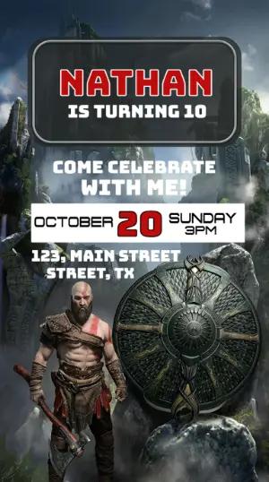 Epic God of War Birthday Invitation | Editable Digital Template