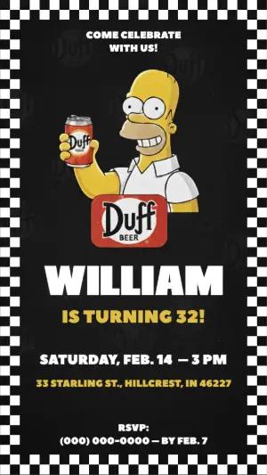 Simpsons Themed Birthday Invitation for Adults | Editable Template