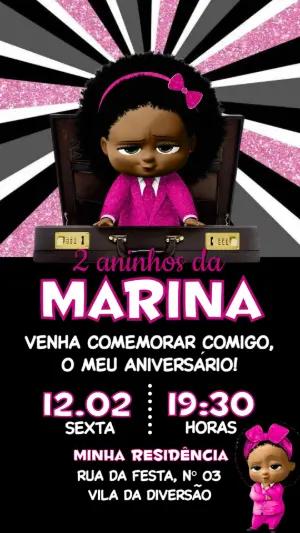 Convite de Aniversário Poderosa Chefinha Negra Editável