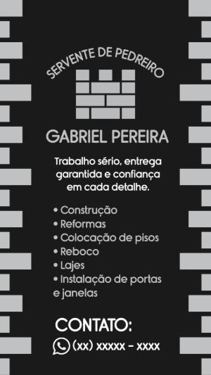 Cartão de Visita Pedreiro e Construção Editável para Imprimir