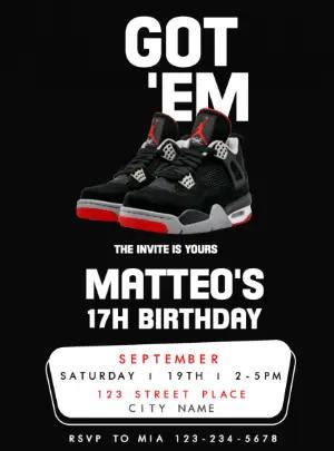 Got 'Em Sneaker Birthday Party Invite Editable Template