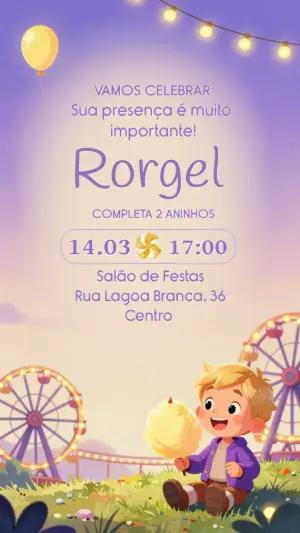 Convite de Aniversário Parque de Diversões Fofo para Editar