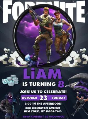 Fortnite Birthday Invitation with Game Characters to Edit