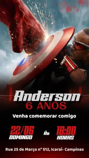 Convite Aniversário Falcão Capitão América Editável Online