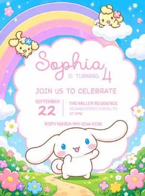 Cute Cinnamoroll Birthday Invitation | Editable Template