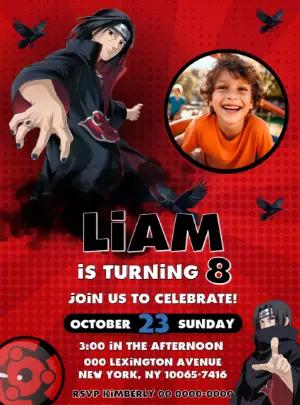 Editable Itachi Uchiha Birthday Invitation for Anime Fans