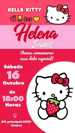 Convite de Aniversário Hello Kitty Rosa para Editar Online