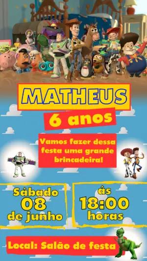 Convite de Aniversário Toy Story Editável para Festa Infantil