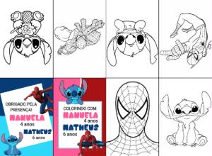 Livrinho de Colorir Stitch e Homem Aranha para Editar Online