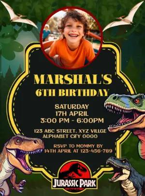 Jurassic Dinosaur Birthday Invitation - Editable Digital Template