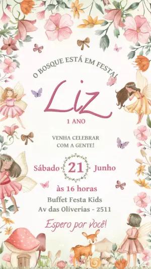 Convite Aniversário Bosque das Fadas Editável Online