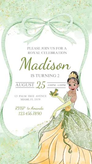 Princess Tiana Birthday Invitation Editable Template