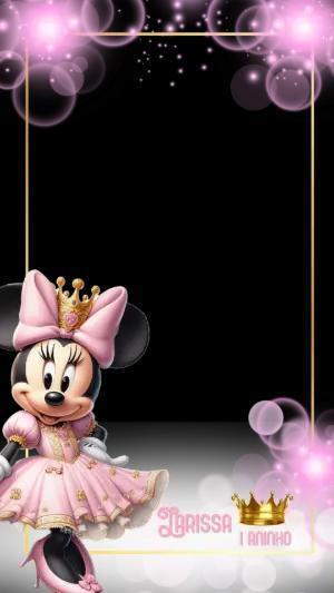 Moldura Aniversário Minnie Realeza para Editar Online