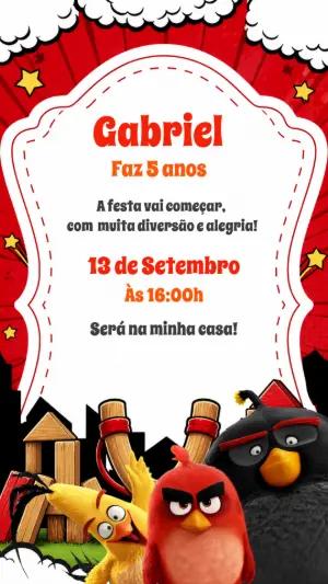 Convite de Aniversário Angry Birds Modelo Digital Editável