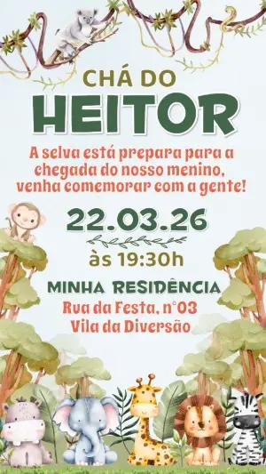 Convite Digital Chá de Bebê Menino Selva Editável