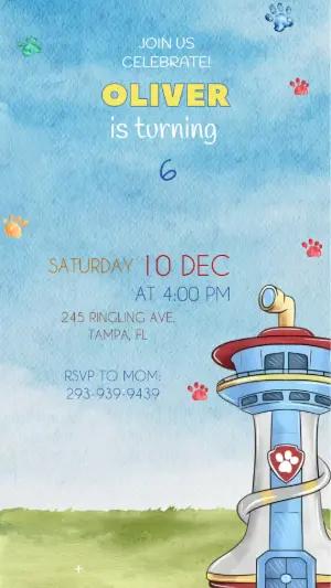 Animated Puppy Patrol Birthday Video Invite for Kids