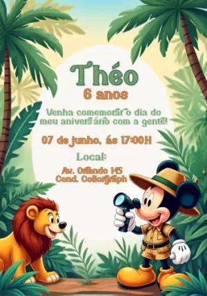 Convite de Aniversário Mickey Safari Editável Online