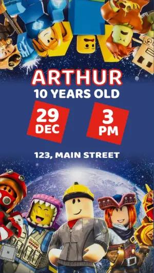 Editable Roblox Birthday Invitation Template | Space Theme