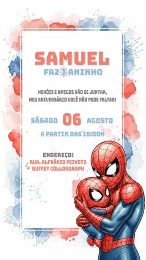 Convite de Aniversário Homem-Aranha Abraço Fofo para Editar