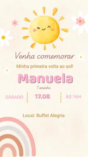 Convite Digital Infantil Tema Solzinho Fofo para Editar