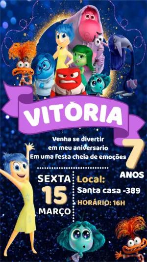 Convite de Aniversário Divertida Mente Colorido para Editar