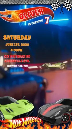 Animated Hot Wheels Birthday Video Invitation to Edit