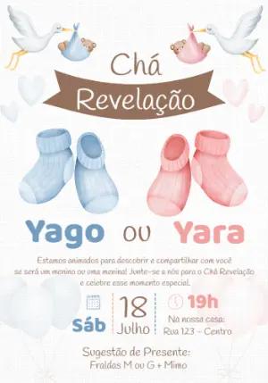 Convite Chá Revelação Cegonhas e Sapatinhos para Editar