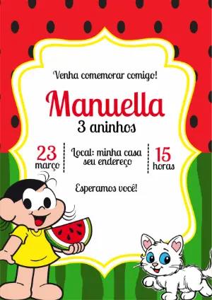 Convite de Aniversário Magali Melancia Modelo Editável