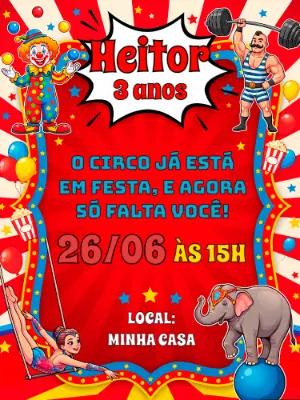 Convite de Aniversário Circo Colorido para Editar