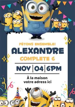 Invitation d'anniversaire Minions amusante, modèle à modifier