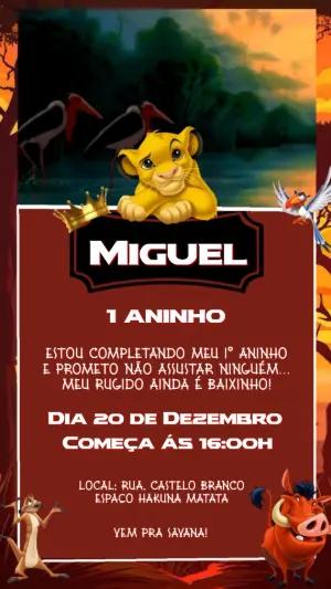 Vídeo Convite de Aniversário O Rei Leão para Editar Online