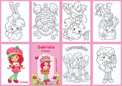 Livrinho de Colorir Moranguinho Editável para Festa Infantil