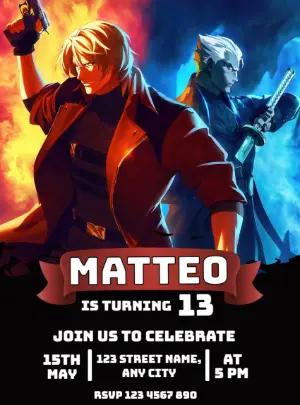 Devil May Cry Birthday Invitation - Editable Template