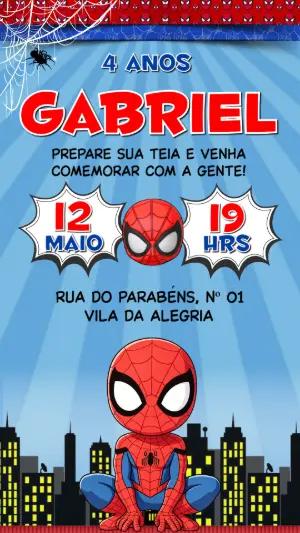 Convite de Aniversário Homem-Aranha Cute para Editar