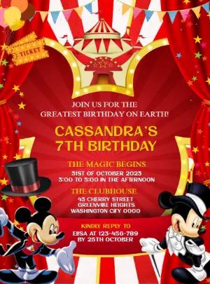 Editable Mickey Circus Birthday Invite Template