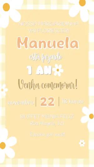 Convite Digital Aniversário Infantil Tema Margarida Editável